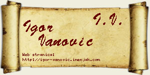 Igor Vanović vizit kartica
